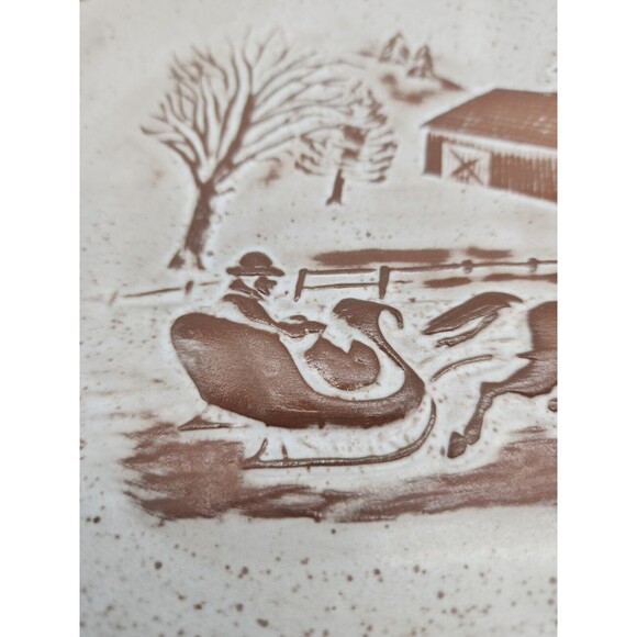 Goss Pottery Vermont Winter Scene Plate Horse Drawn Sleigh Farm County Side - Picture 11 of 12